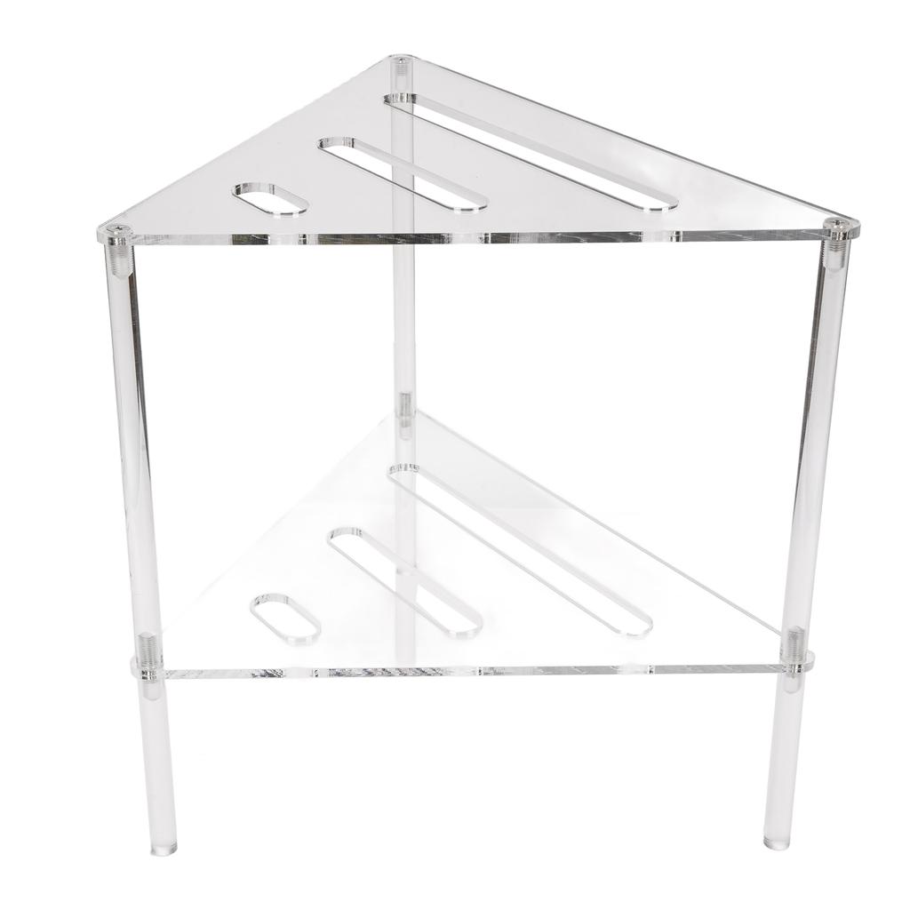 Acrylic Corner Shower Caddy 2 Tier Floor Standing Hollowed Corner Shelf Organizer for Bathroom Bedroom Kitchen