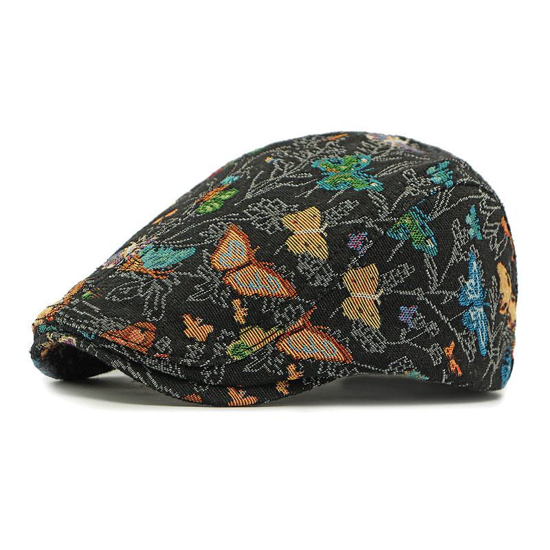 

New Type Print Style Hat Men Women Autumn Winter Butterfly Embroidery Beret Women Spring Summer Fashion Design Baseball Cap Men