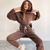 Casual European and American Suit Women's 1116 New Long-sleeved Hooded Waist Sweater Strappy Sports Trousers