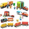 Non-Toxic Kids Battery Electric Train Toy Set Wooden Track Train Compatible With Wooden Track Railway Children'S Educational Toys Gifts