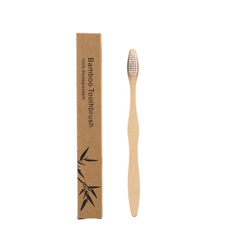 Stock and Custom Natural Kraft Box Biodegradable Bamboo Charcoal Bristle Adult Bamboo Toothbrush