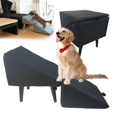 Split Stool Dog Ramp 2-in-1 Folding Pet Ramp Stair And Footstool for Couch Bed 13.8" H Pet Step for Large Small Dogs
