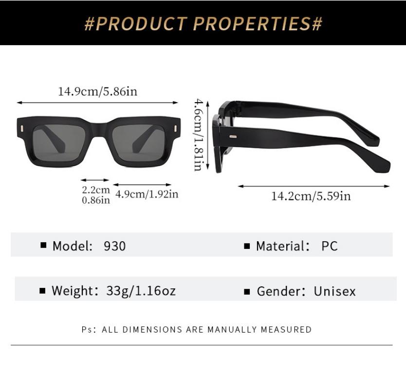 New Women's Rice Nail Square Sunglasses Retro UV400 Eyewear Trendy Sunshade Shades Personalized Eyeglasses