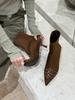 Pointed thin heel short boots women's suede rivets decorative temperament thin thin boots autumn and winter women's boots