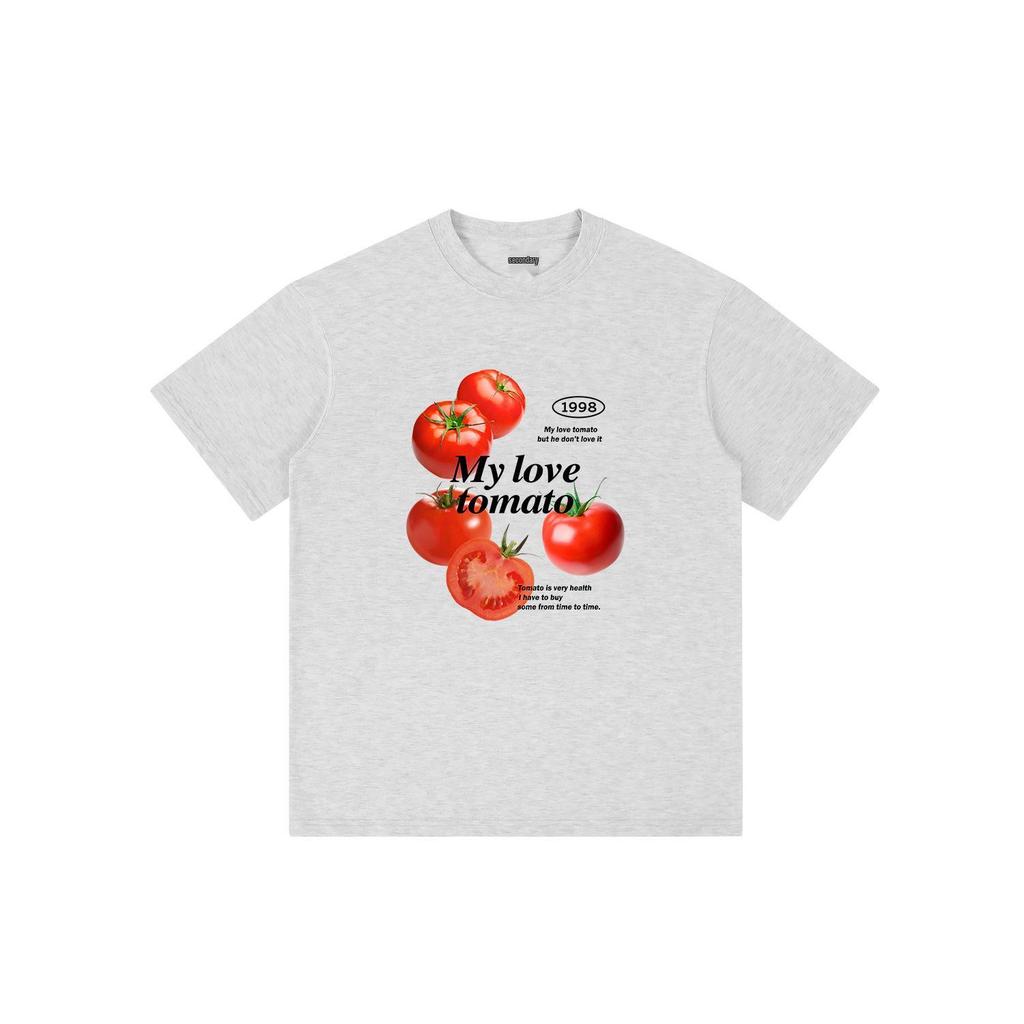 Unisex Cute Tomato Print Cotton T-Shirt - Short Sleeve Streetwear Tee