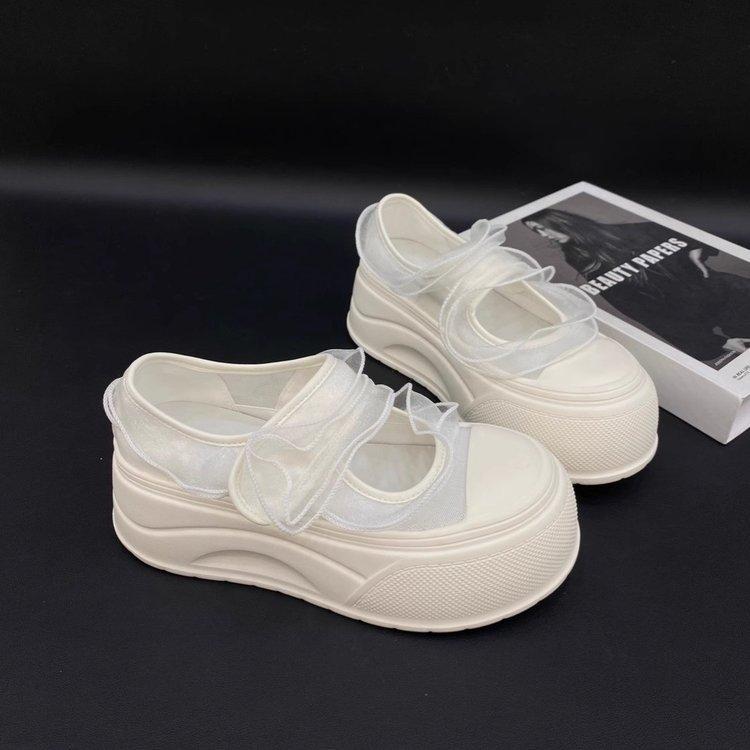 

Little white shoe woman~ Shallow mouth Mary Jane shoe woman 2025 summer thick-soled sandals ice silk mesh little white shoes single shoe woman 40