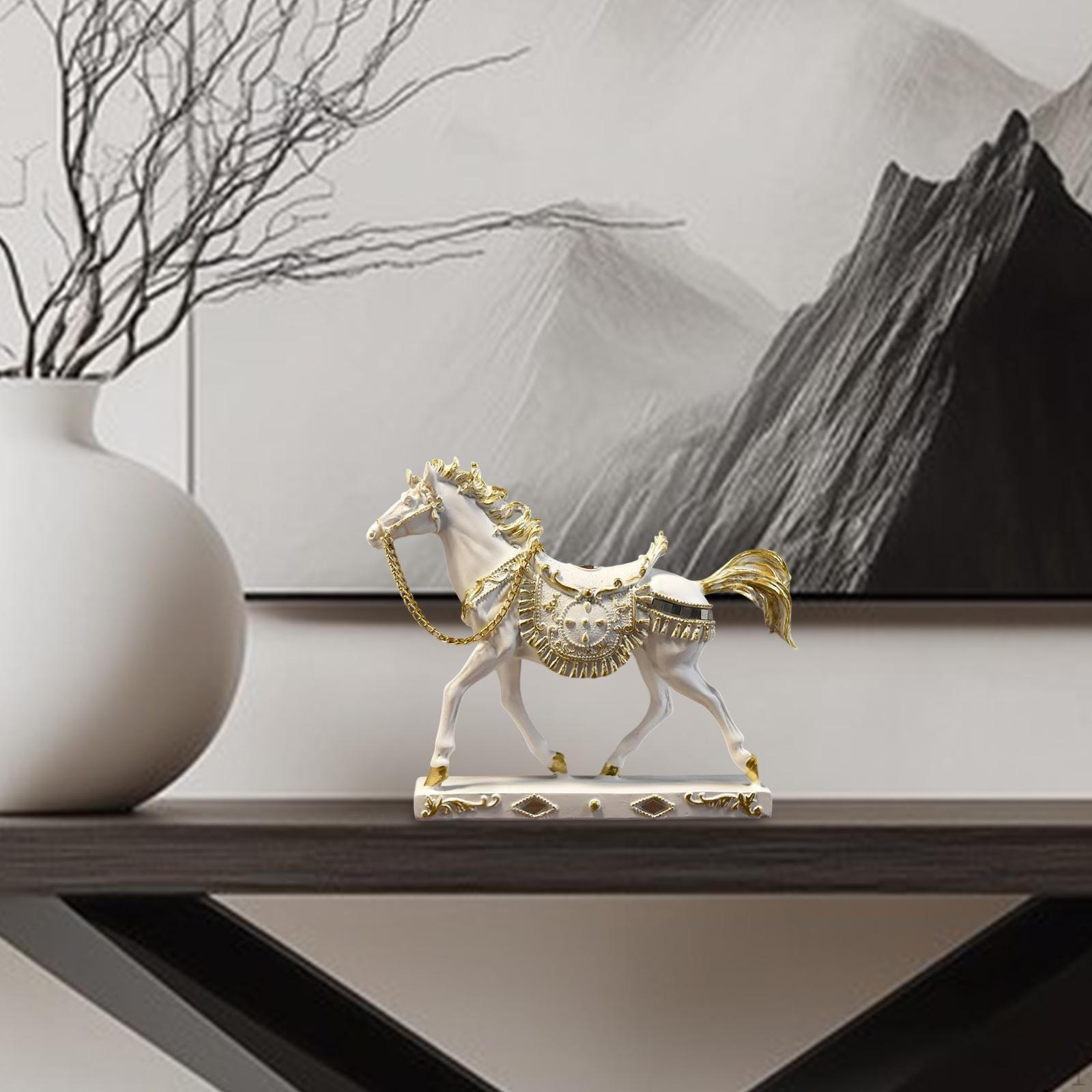 Horse Statue Ornament Desktop Decoration Resin Animal Sculpture Running Figurine for Home