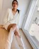 Women's Autumn/Winter Pearl Button Cardigan Sweater Coat - Loose Fit & Solid Color