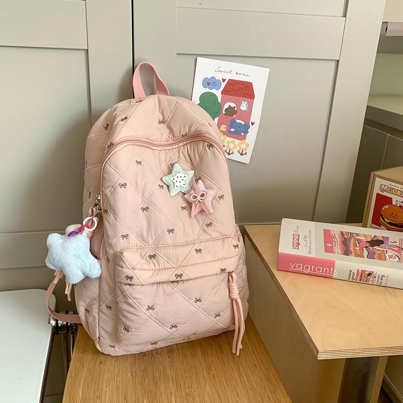 Embroidered Backpack For Girls With Waterresistant Nylon Material For Casual Travel