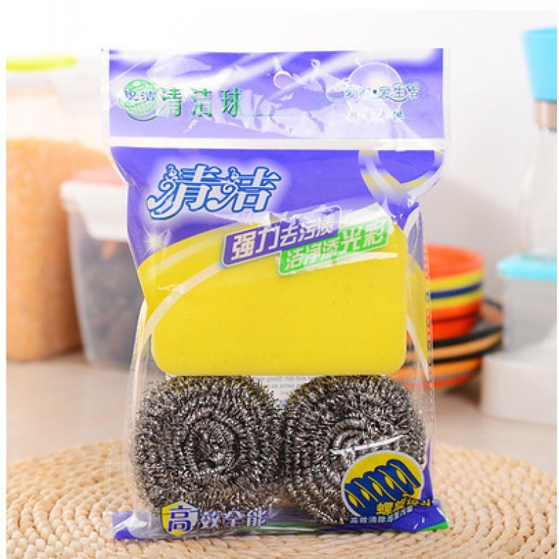 Stainless Steel Scrubber Sponge Set 3pcs 304 Grade Kitchen Cleaning Tools Pots Pans Dishes