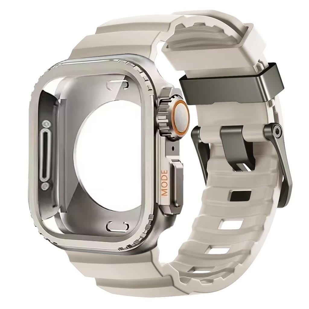 

Metal Case+ Silicone Strap For Apple Watch Ultra3 49mm Series 11 10 46mm Hollow Out Protective Accessories For Iwatch 9 8 7 45mm Series 10 46mm