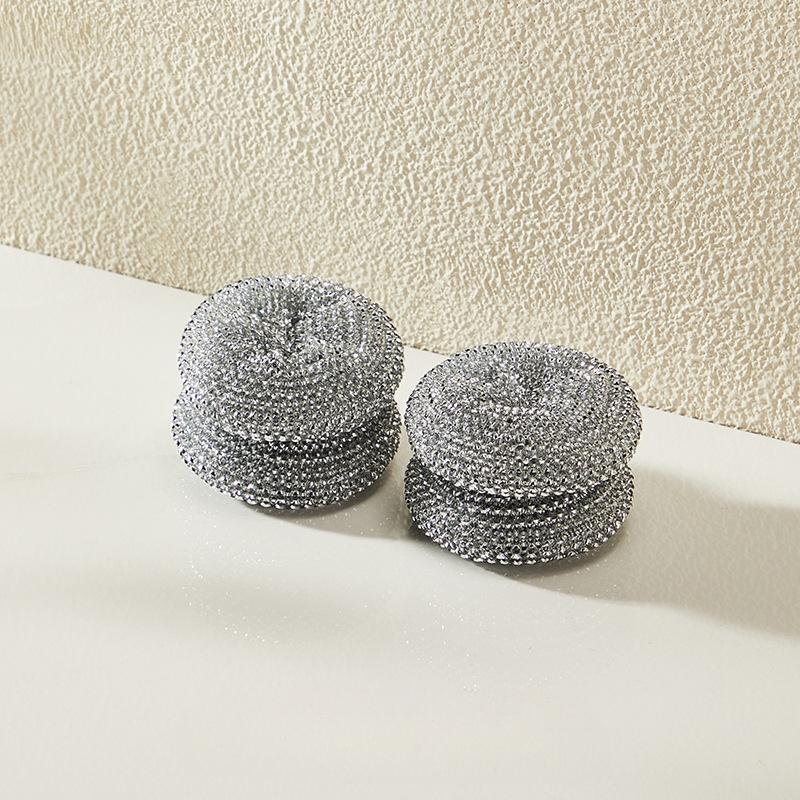 Kitchen, Non Damaging Pot, with Handle, Steel Wire Ball Cleaning Brush, Dishwashing and Pot Washing Brush, Non Greasy, Long Handled Brush