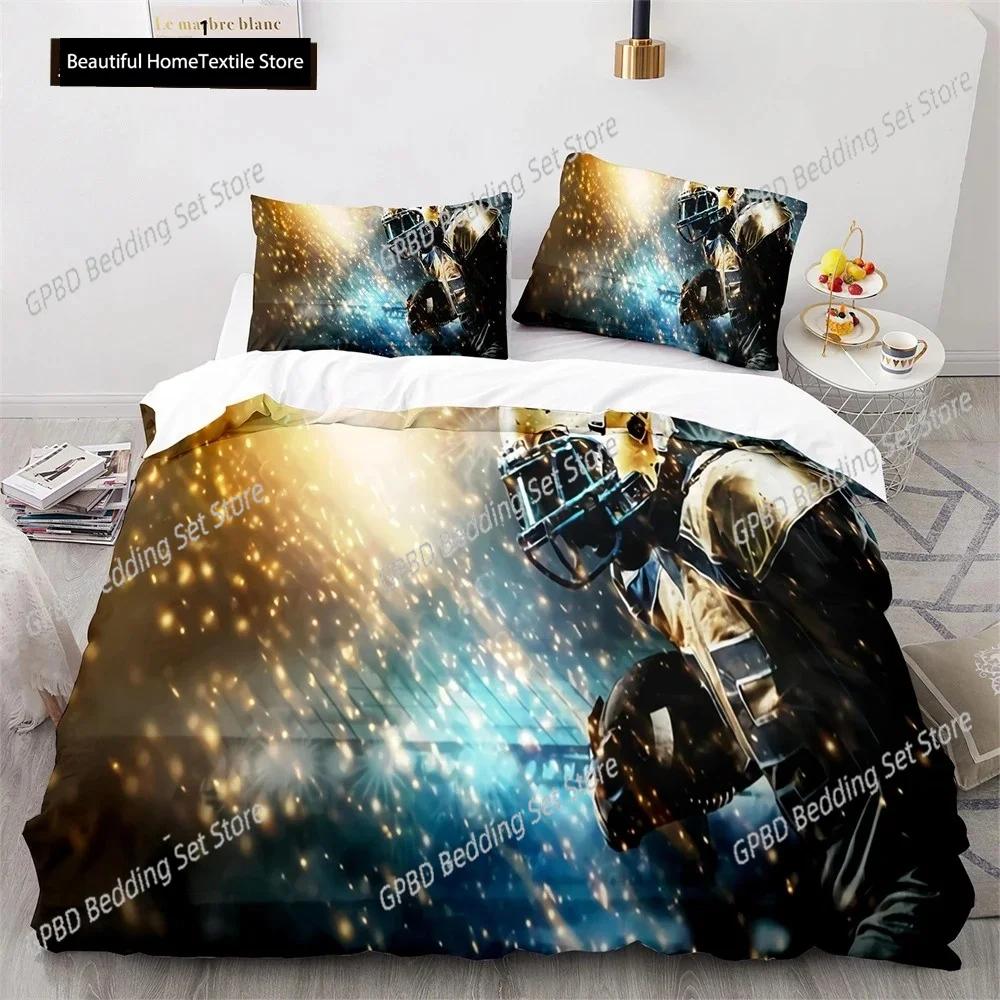 American Football Bettbezug Set 3D Sport Rugby Spieler Polyester Bettdeckenbezug Für Männer Teenager Junge Kind Bettwäscheset King Queen