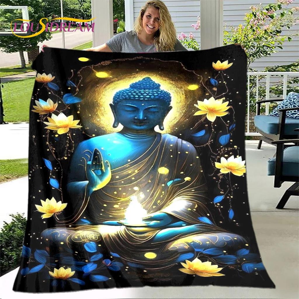 Buddhism Faith Sakyamuni Buddha Guanyin Bodhisattva Religion Blanket Soft Throw Blanket for Home Pray Bedroom Beds Sofa Cover