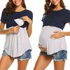 Sommer Kurzarm Rundhals Patchwork Unregelmäßig Stillen Schwangerschaft T-Shirt Top