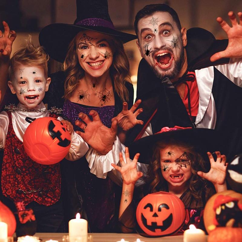 10 stuks/pak Halloween Tijdelijke Tatoeages Stickers Horror Spin Spinnenweb Sticker ace Schouder Arm Rug Tatoeages Stickers