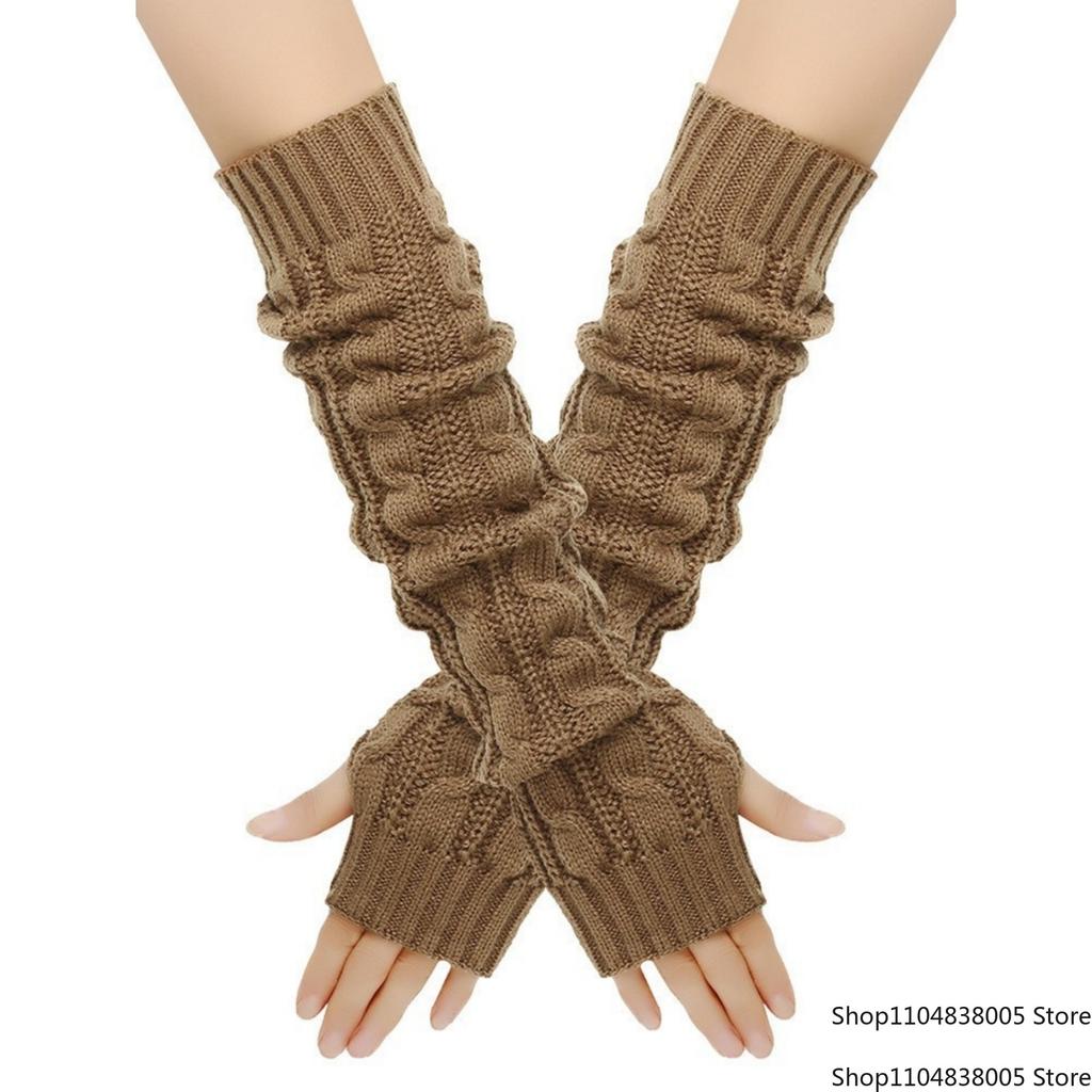 New Women'S Knitted Arm Warmers Gloves: Cable - Knit Design, Fingerless, Warm & Stylish For Autumn, Winter, Daily Wear, Office