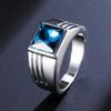 Fashion Men's Blue Crystal CZ Stone Ring Luxury Copper Color Engagement Ring Classic Wedding Party Jewelry Valentine's Day Gift