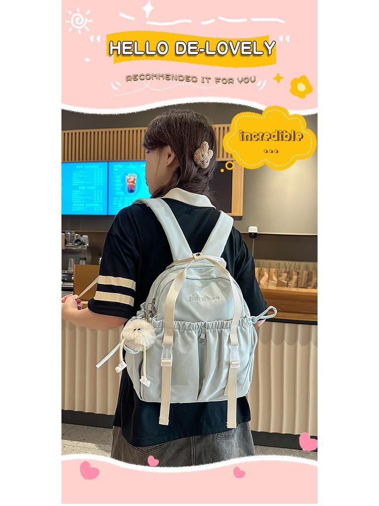 Student Rucksack mit großem Fassungsvermögen, lässig, mit Cartoon-Anstecknadeln, für Reisen und Schule