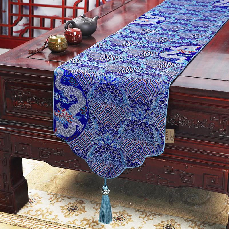 Chinese Style Table Flag Cloud Brocade Satin Table Flag Classical Tea Table Table Cloth Strip Cloth Tea Table Tea Mat Bed Flag