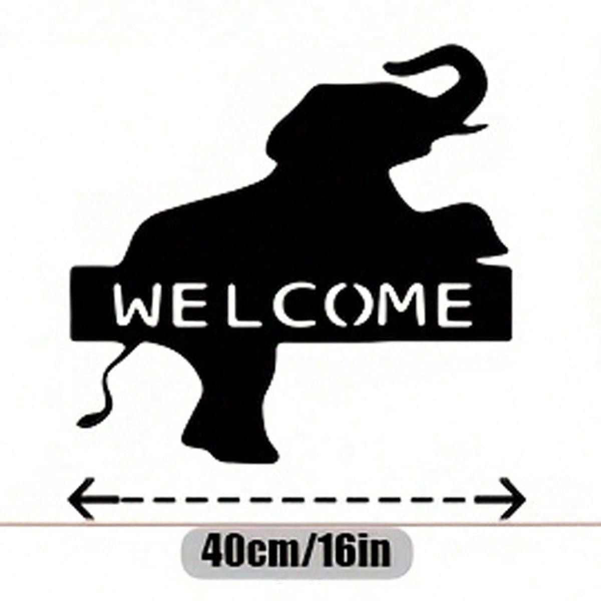 Vintage Metal Elephant Wall Art Welcoming Sign Rustic Iron Statue Decor for Porch Garden Gift TY8893-02