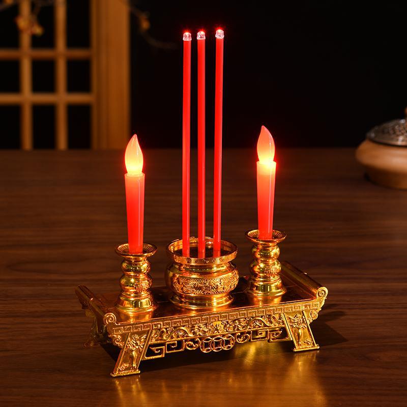 LED Electronic Incense Burner & Candle Holder for Buddha Offering
