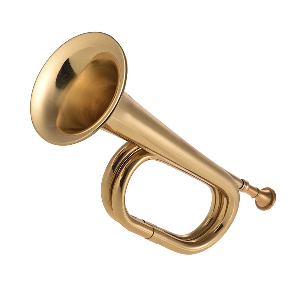 Bugle Call Trumpet Brass Cavalry Horn with Mouthpiece for School Band Cavalry Military Orchestra