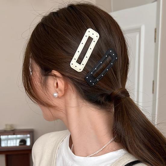 2Pcs Girl Hairpins Dot Print Star Cloud Shape Imitation Leather Hair Clips Non-Slip Stable BB Clips Hair Accessories
