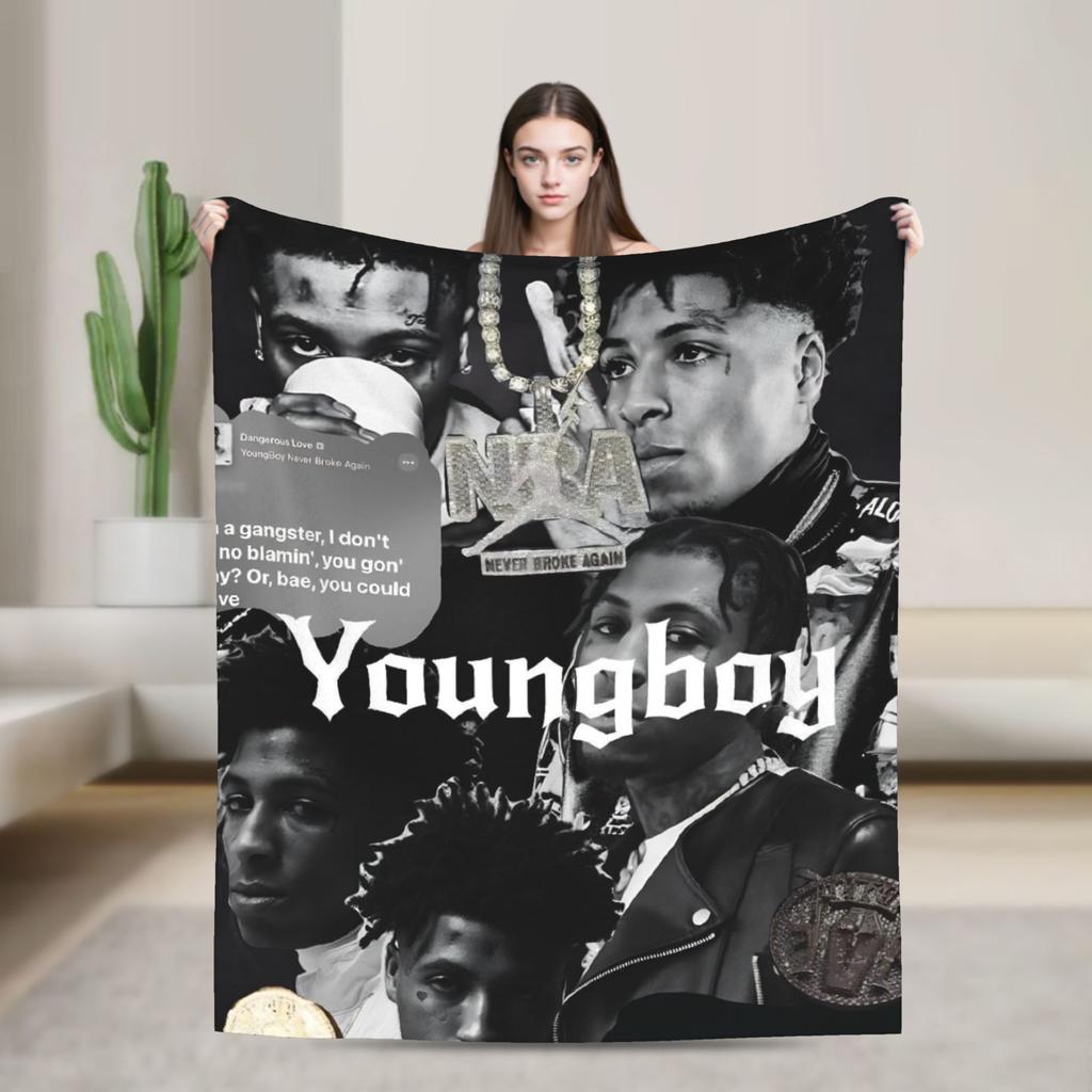 YoungBoy Never Broke Again Decke Warm Street Trend Plüsch Überwurfdecke für Sofa Sessel Reisen Büro Tagesdecke Bettbezug