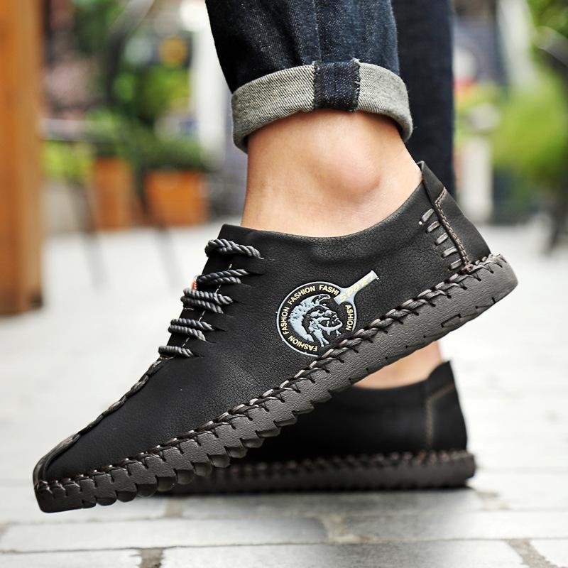 

2025ebay большой размер 4748 повседневная обувь мужская дышащая трендовая кожаная обувь мужская шапочка для отдыха на природе 38