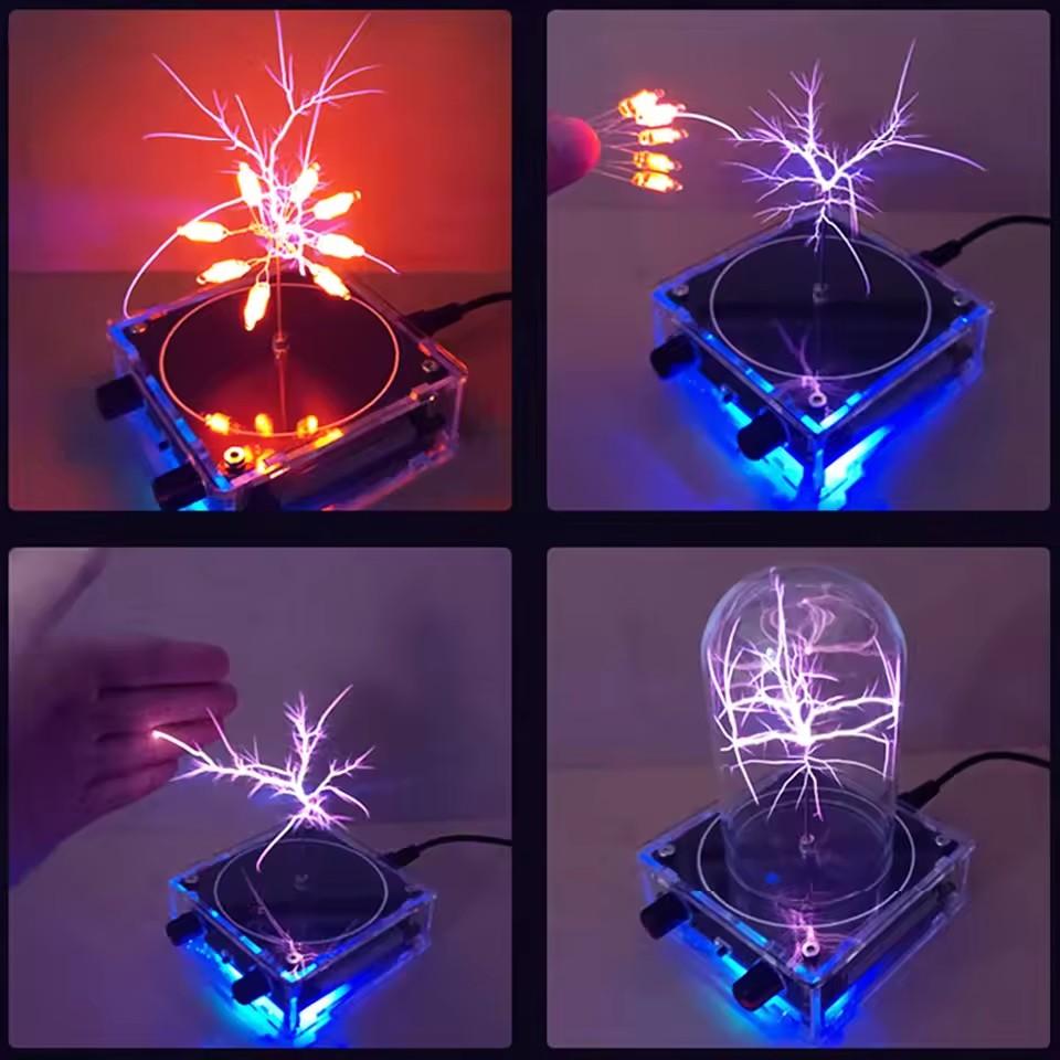 Caja de Música Bobina de Tesla Bluetooth/AUX Modo Dual Rayo Artificial Táctil Entrada de Audio Bluetooth Experimentos Científicos