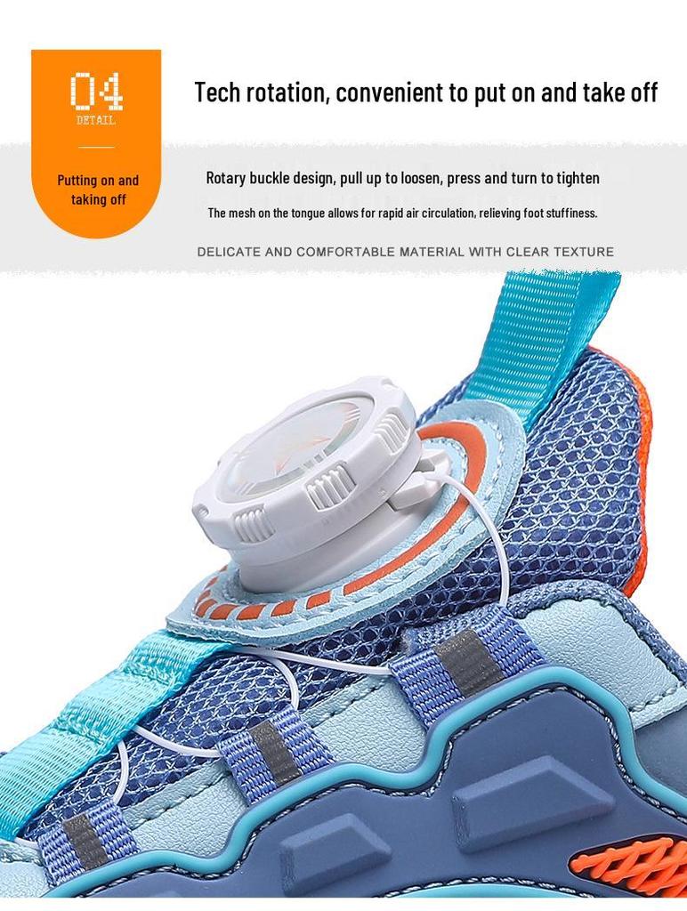 Barns Höst 2025 Vattentäta Löparskor med Halkskydd - Pojkars Lättviktiga med Knappförslutning och Mjuka, Tjocka Sulan