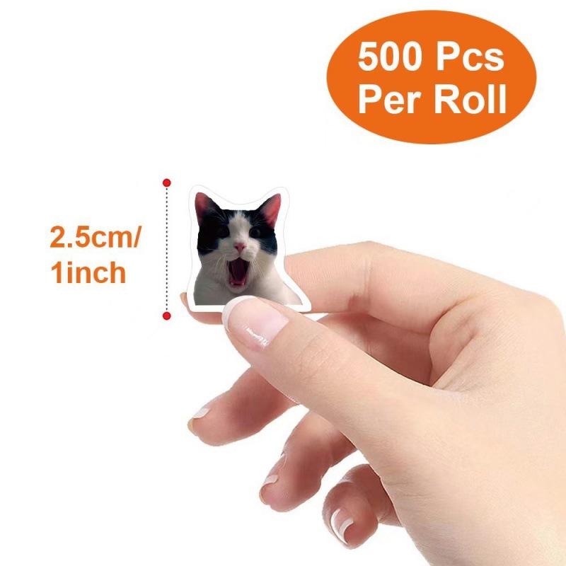 Irregular Funny Kitten Emoji Stickers - 500 Sheets/Roll for Phone & Suitcase