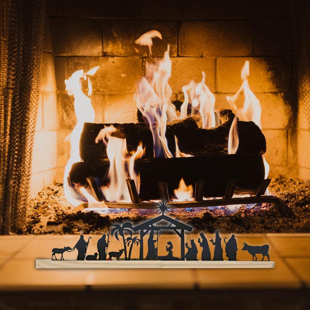 Metal Nativity Scene Sets Catholic Holy Family Figurine for TV Shelf Chapel