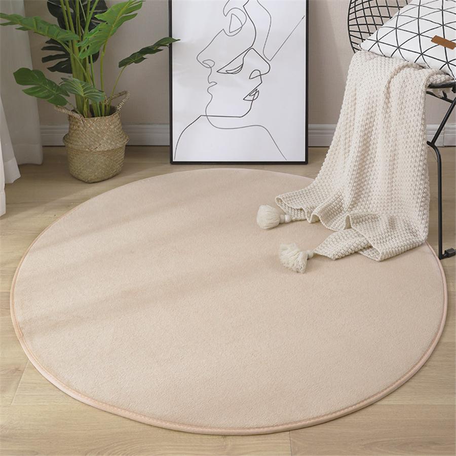 2022 Hot Sell Round Coral Velvet Carpet Color Water Absorption Sofa Carpet Memory Foam Bedroom Living Room Children Rug Yoga Mat
