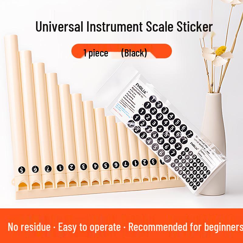 18/16 Tube Pan Flute Scale and Note Stickers - C Key Universal Recorder Finger Position Labels