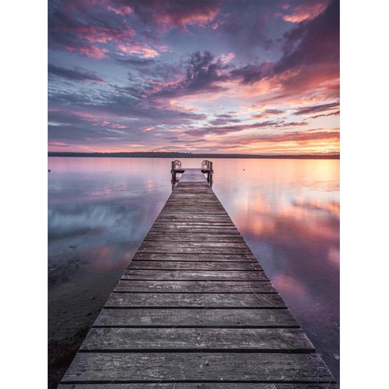 Diamant-Gemälde, 5D-DIY, Meer, voller Bohrer, quadratisch, Diamant-Stickerei, Sonnenuntergang, Bild von Strass-Landschaft, Wanddekoration