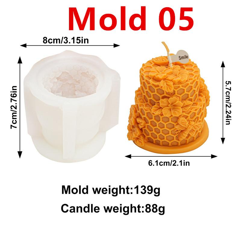3D Honeycomb Cake Bee Silicone Candle Mold DIY Bee Cake Flower Shapes Candles Gypsum Home Decor Gift