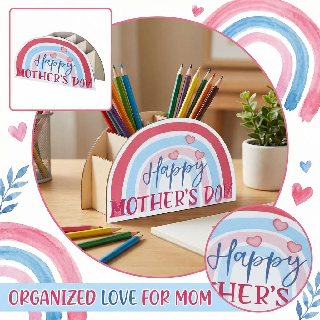 Wooden Storage Box Desk Decoration Pen Holder