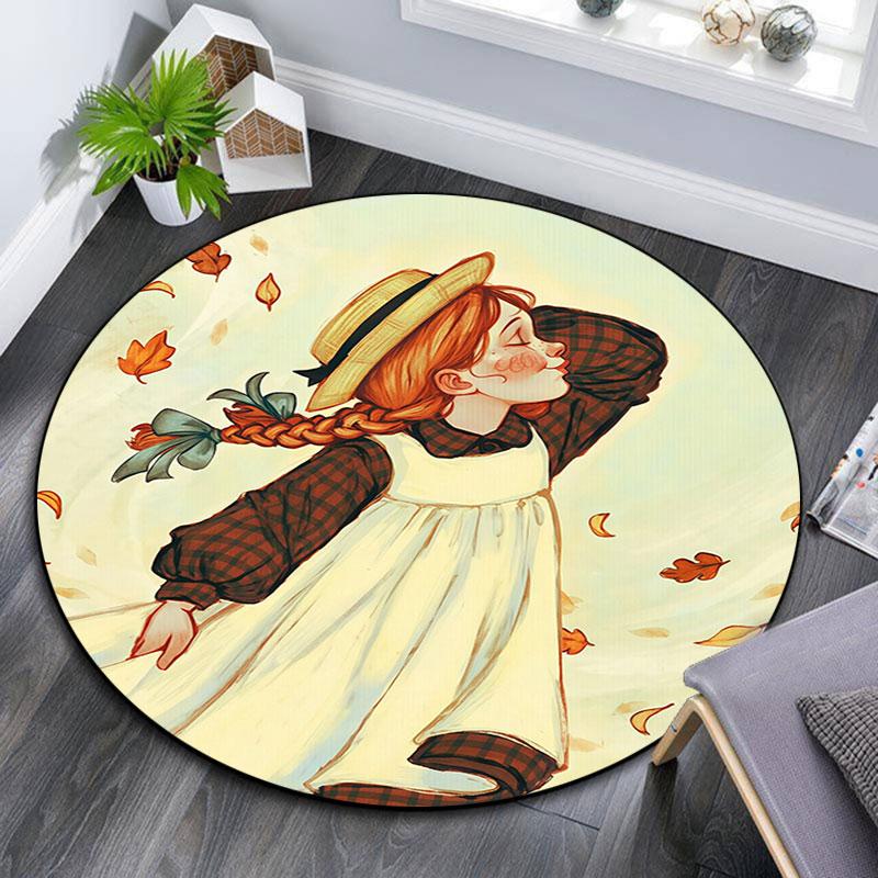 Anne Cartoon Pattern Round rug,Carpet Rug for Living Room Bedroom Playroom ,Non-slip Floor Mat,Holiday Gifts and Birthday Gifts.