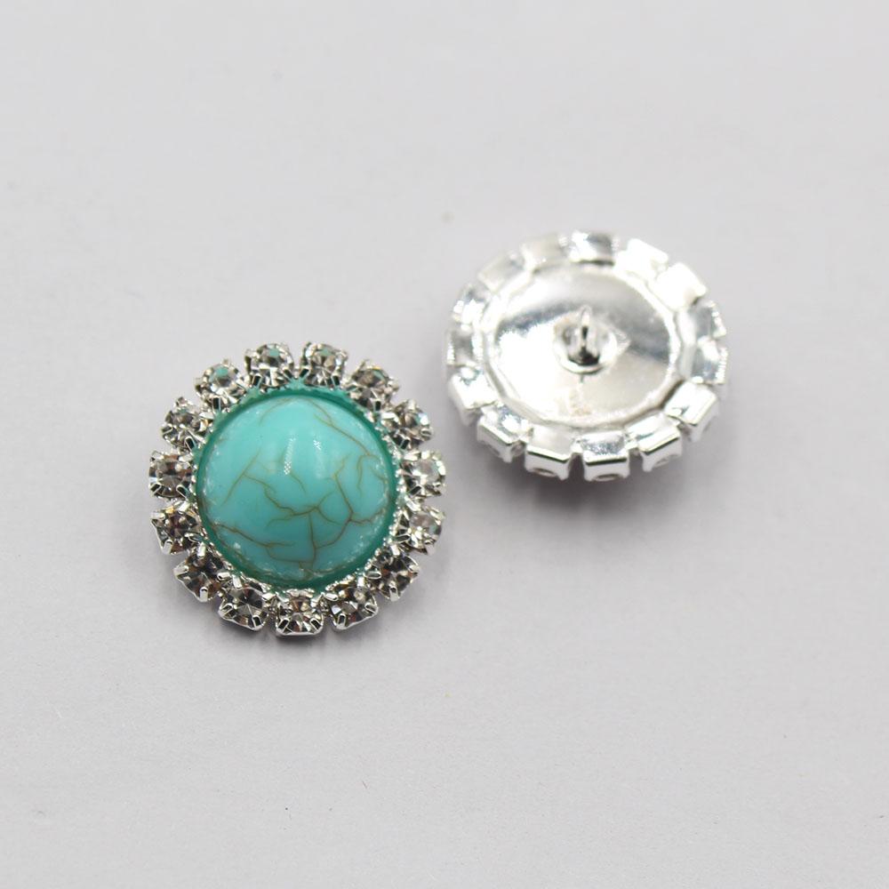Hot selling 10 pieces of 18MM round turquoise crystal buckle foot button DIY hand sewn clothing invitation letter decoration acc
