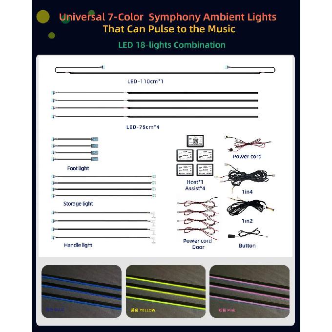 Best Quality Ambient Light Car Kit 26 in 1/24 in 1/18 in 1 Interior Led Lights Symphony Car Led Lamp for 98% Car