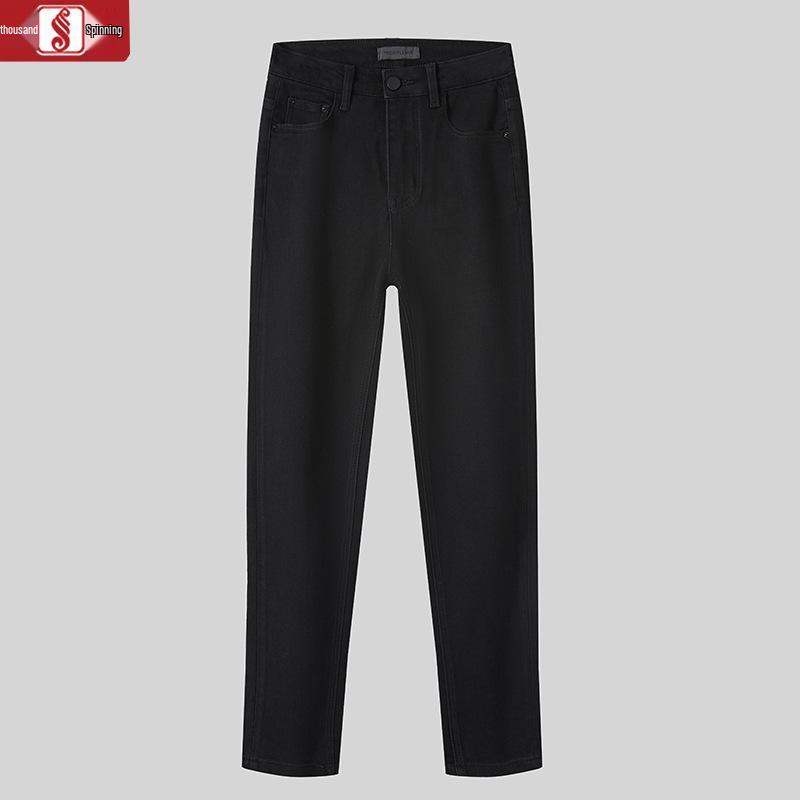 

Women s Black Denim Slim Fit Jeans - Spring/Autumn 2026, Stretchy Straight Leg, Nine-Tenths Length L