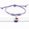 Purple Stylish Unisex Charm Bracelet With European Country Flags Length Adjustable