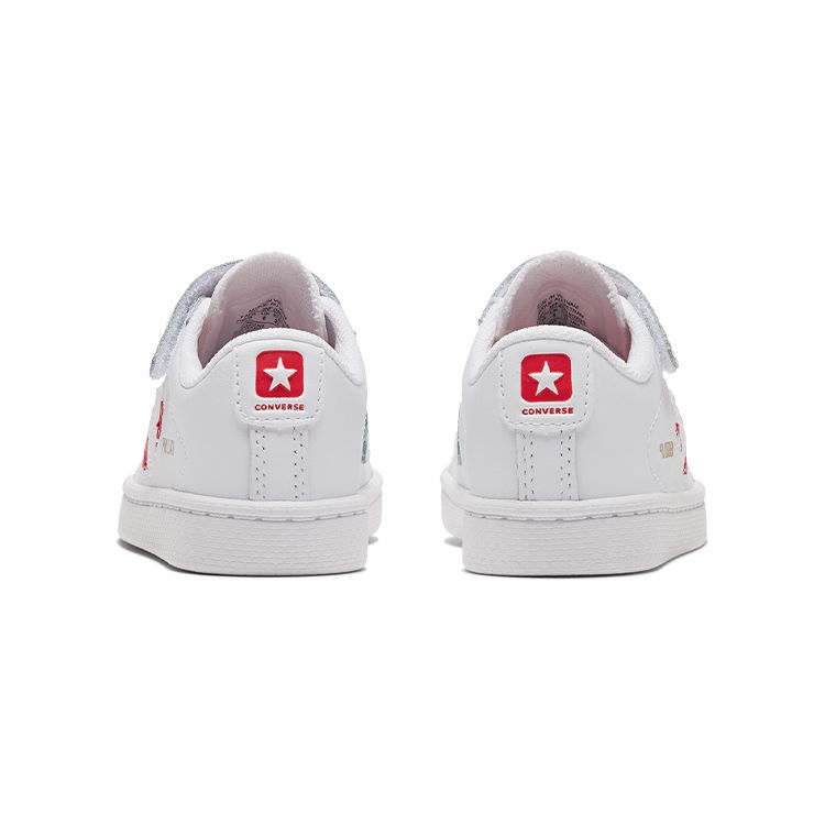 Converse Cons Pro Leather Velcro Casual Low Top Walker Shoes Baby Shoes White Red 768406C