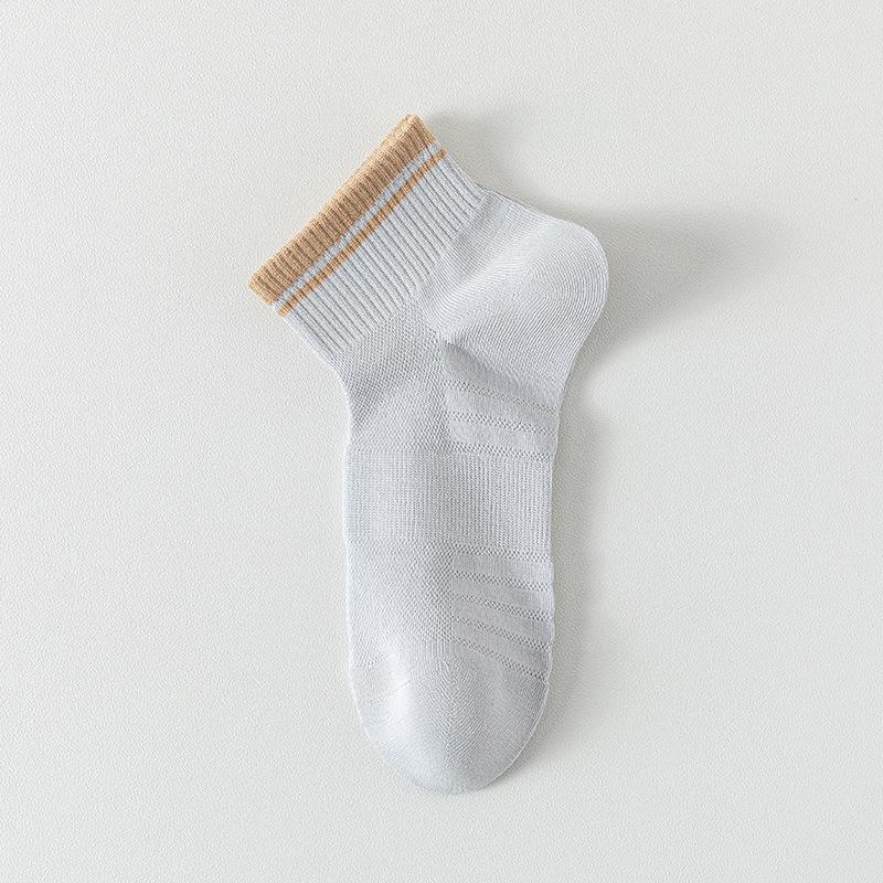 Men's Summer Pure Color Cotton Net Anti Pilling Boneless Seam Head Cotton Socks