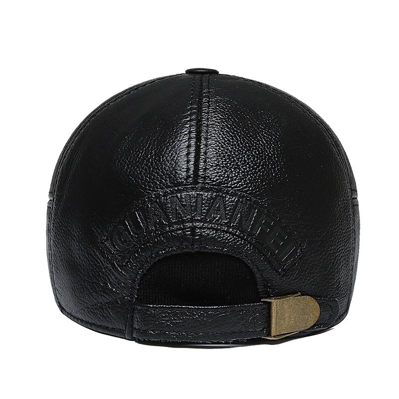 ZHENYUEQI Men's Top-Grain Cowhide Winter Cap
