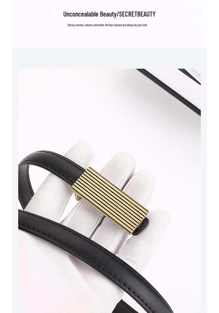 Women's Genuine Cowhide Leather Striped Dress Belt - Versatile & High-End Accessory