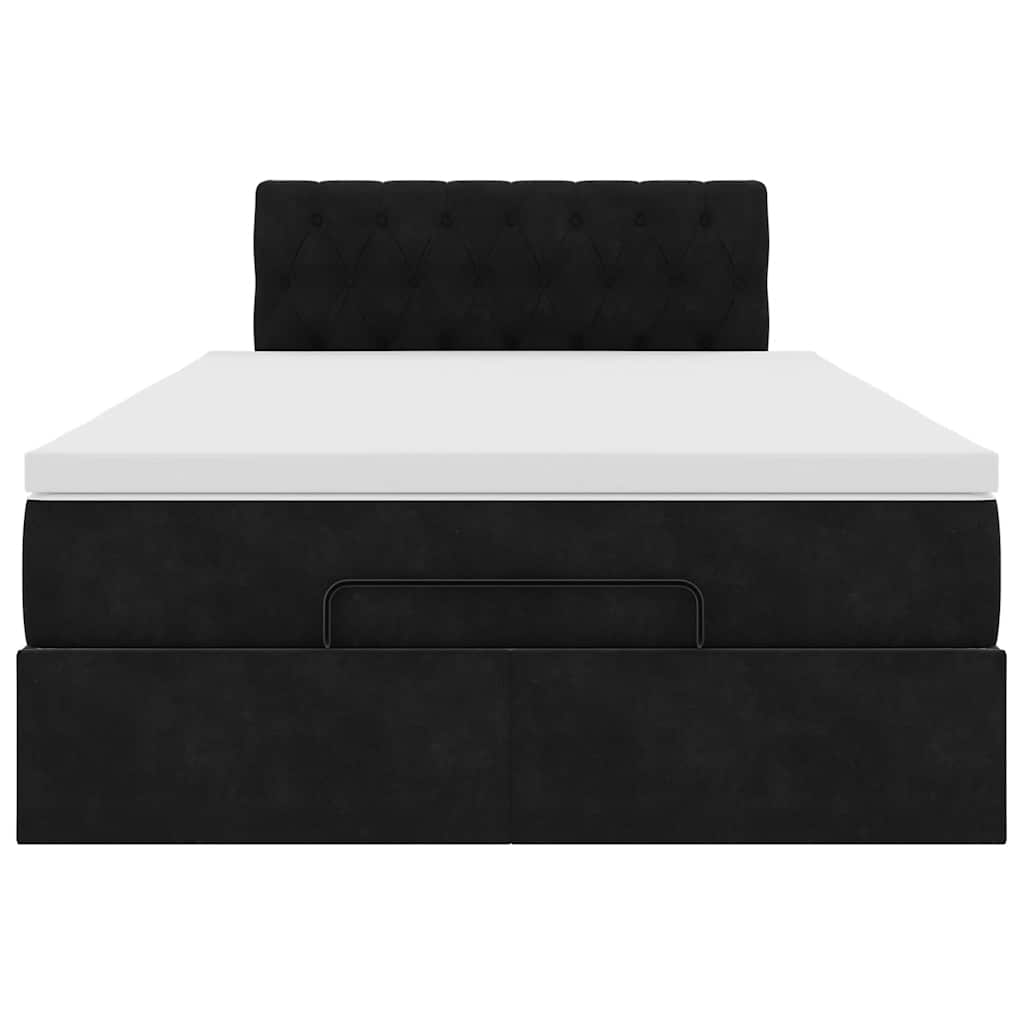 Ottoman Bed with Mattress Black 120 x 190 cm Velvet