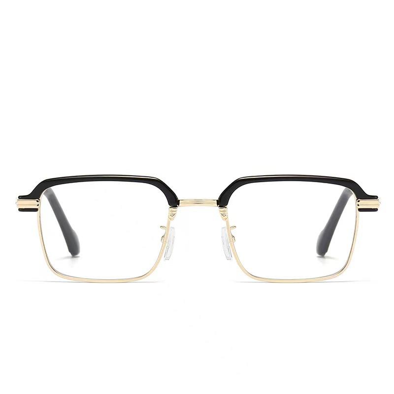 Half-Frame Glasses Retro Personalized Eyebrow Glasses Frame Men'S Business Leisure Trend Anti-Blue Glasses Plain Flat Glasses